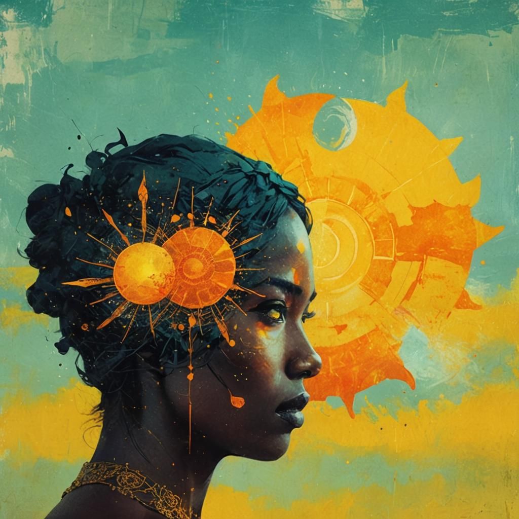 Sun Queen in Mixed Media Screen Print