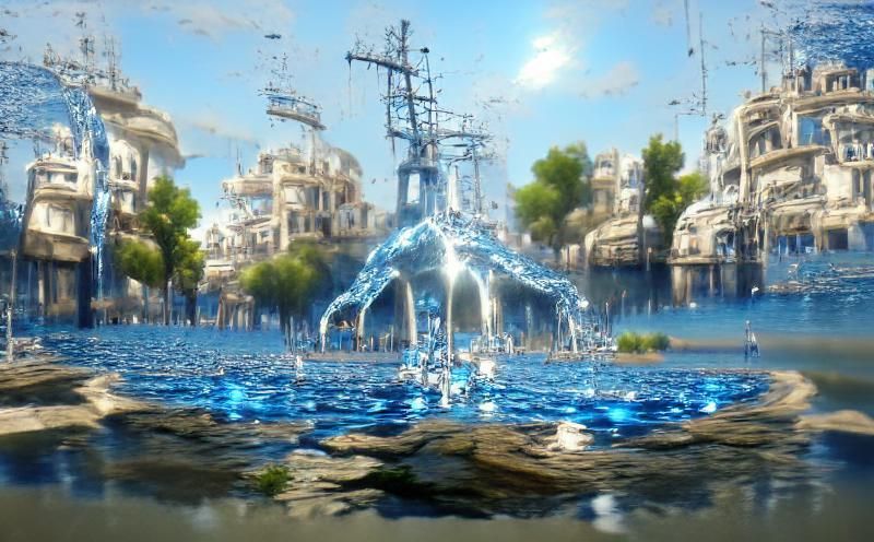 Water City Digital Art: Canals and Architecture
