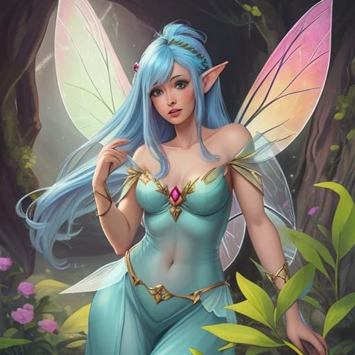 Ethereal Female Fairy with Translucent Wings