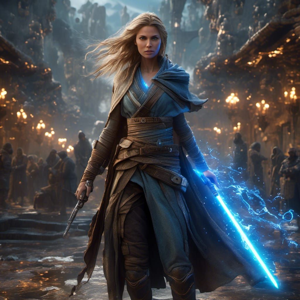 Female Jedi Warrior in Detailed Digital Painting