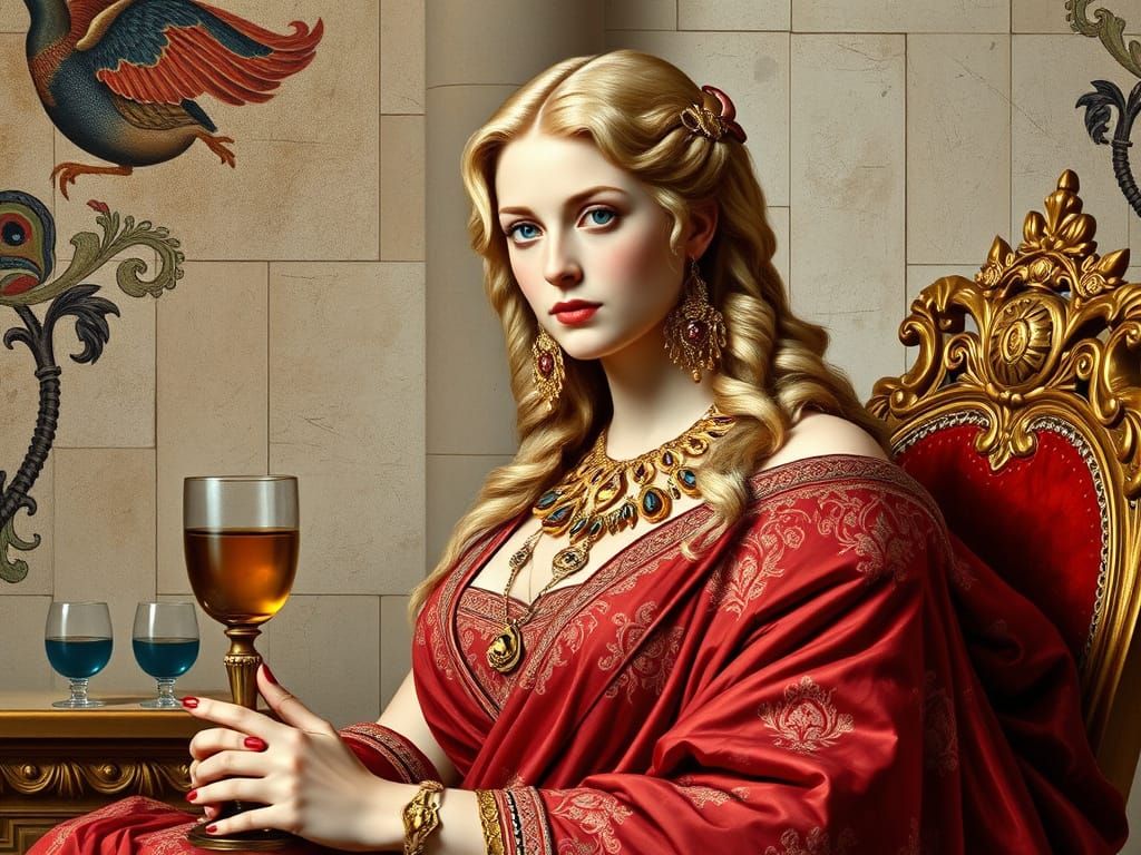 Roman Fresco of Nordic Concubine in Imperial Finery