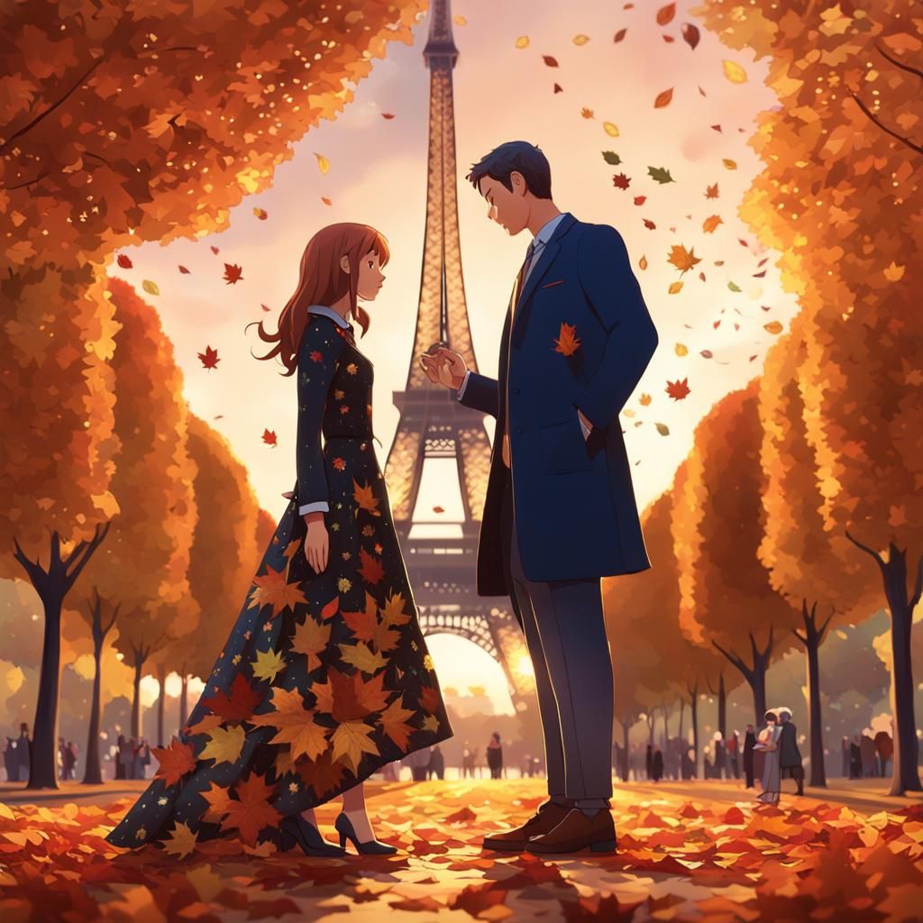 Eiffel Tower Proposal in Vibrant 3D Anime Style
