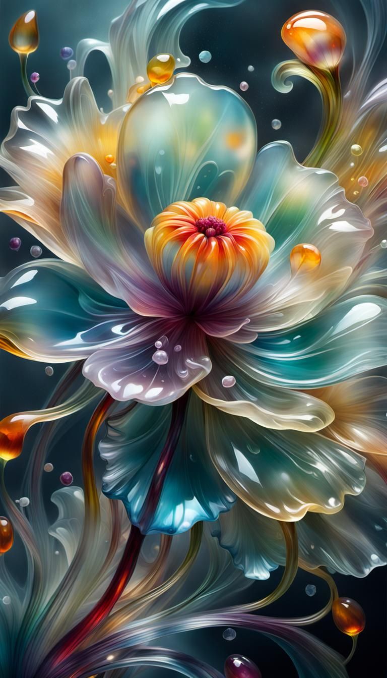 Translucent Jelly Flower in Morning Mist