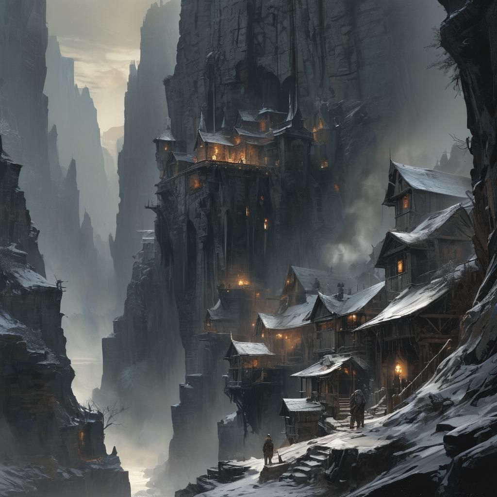 Grimdark Fantasy Landscape in Gothic Style