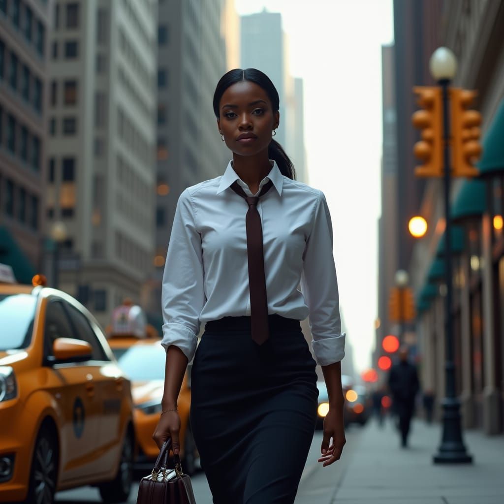 Confident Professional Woman in Bustling Business District P...