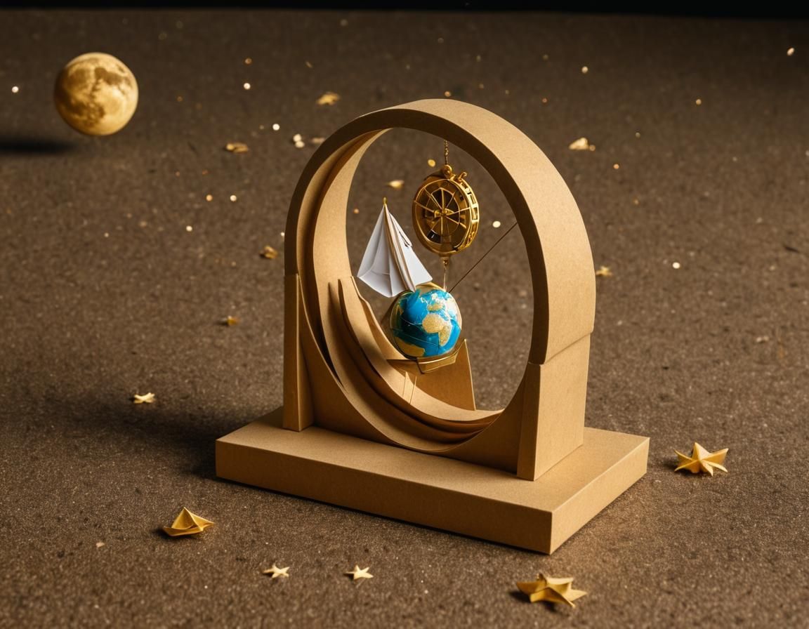 Golden Hourglass with Earth in Pop Art Style