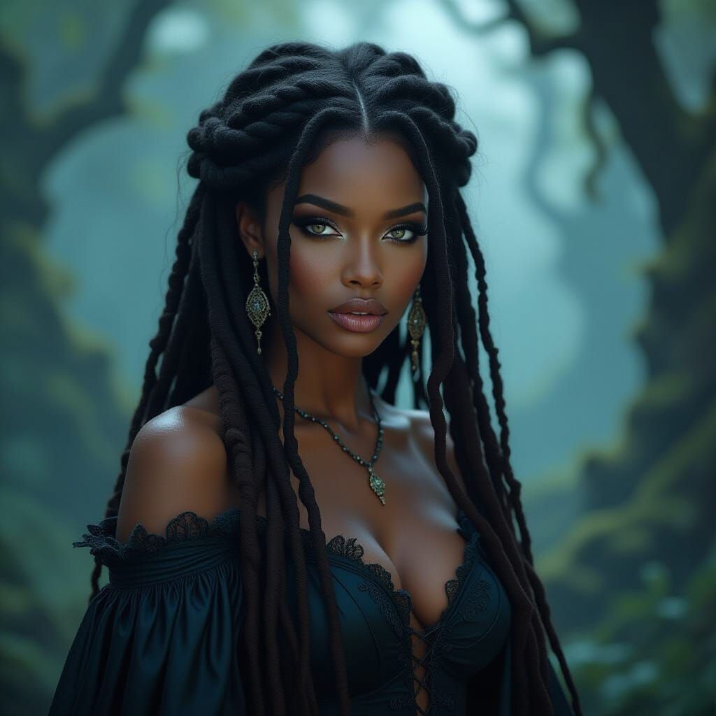 Dark Fantasy Portrait: Woman in Moonlight Gown