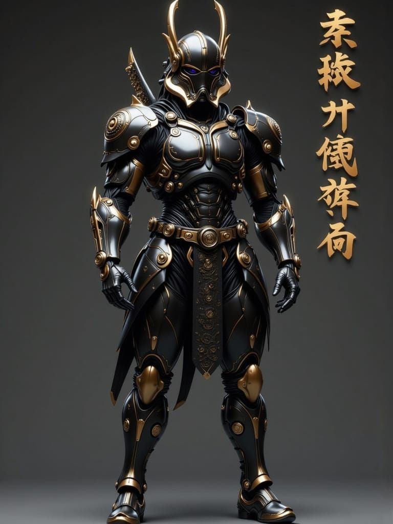 Samurai Stormtrooper in Black and Gold Armor