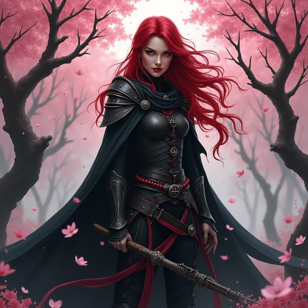 Vampire Ranger in Cherry Blossom Forest, Gothic Romanticism