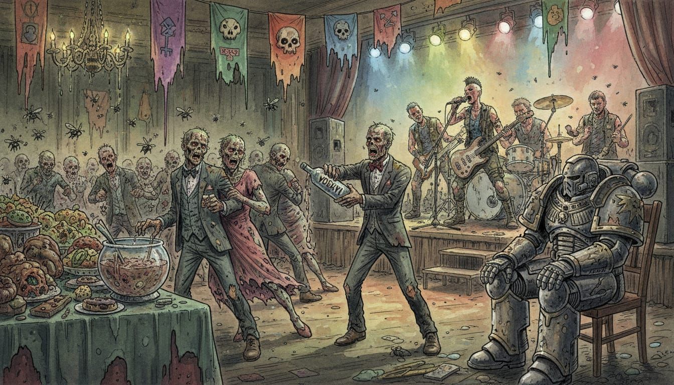 Zombie Prom in Watercolour Style