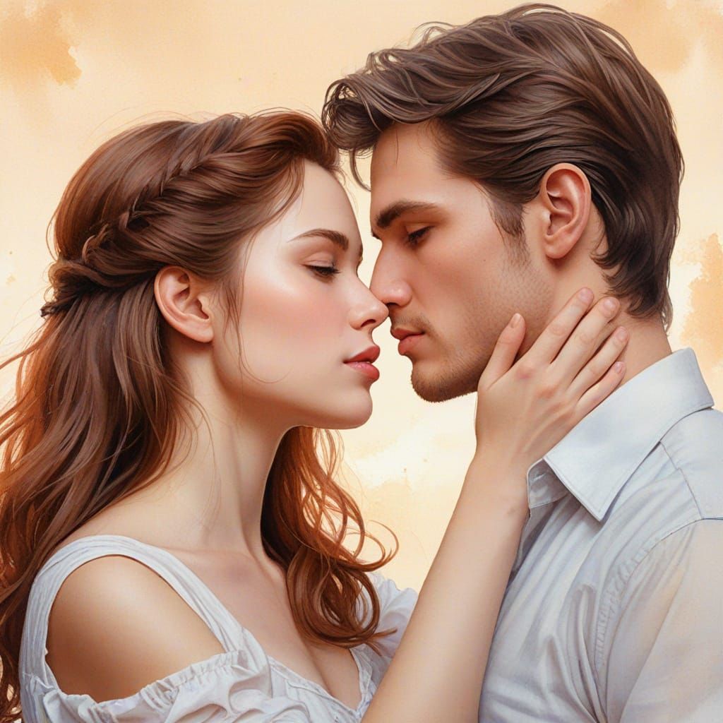 Passionate Couple Embracing on Historical Romance Novel Cove...