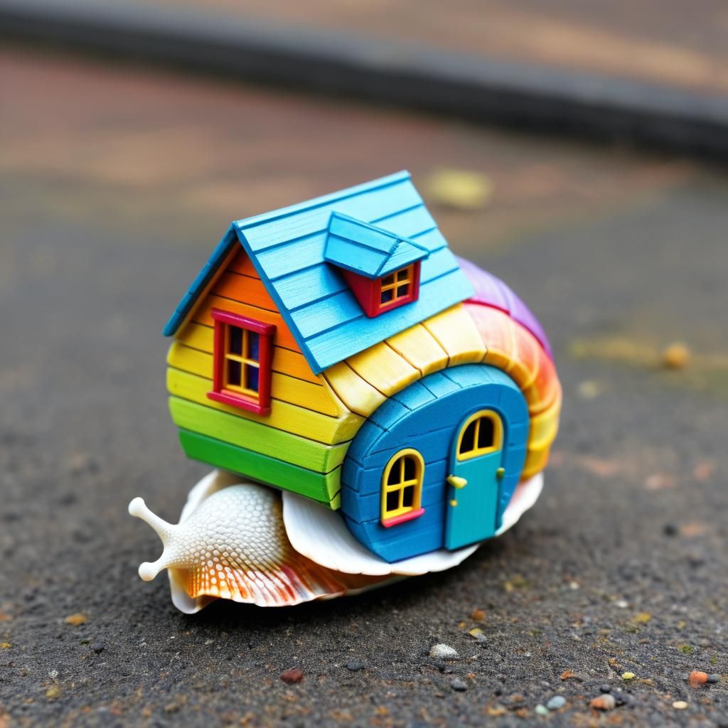 Snail with a Tiny House Shell
