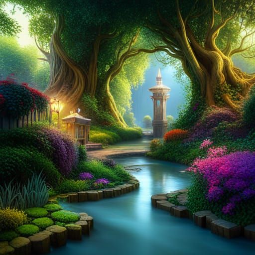 Fantastical Secret Flower Garden Concept Art