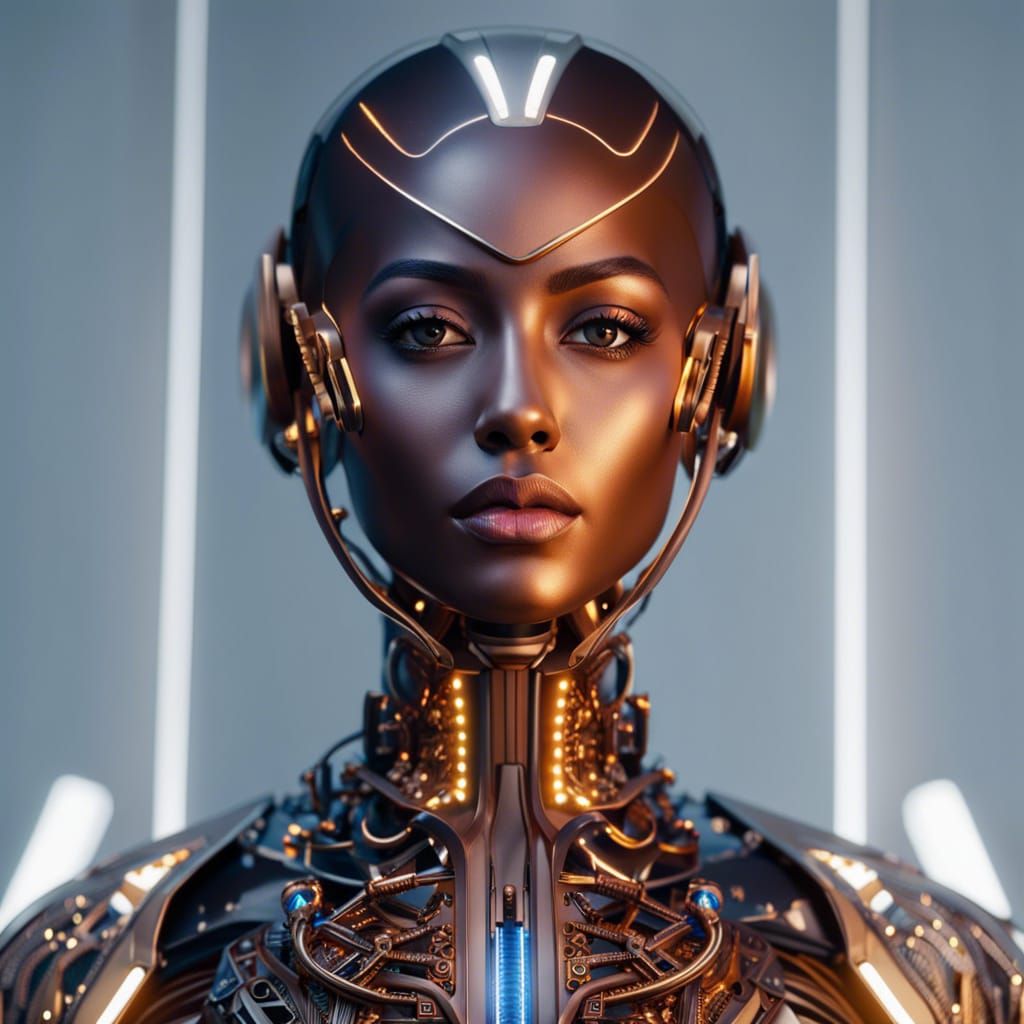 Mechanical Angel with White Wings: Ultra Realistic Render