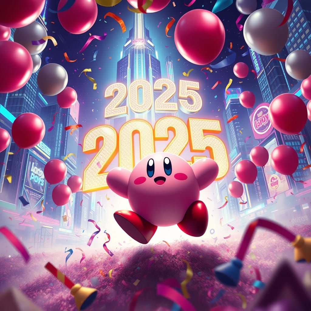 Kirby Celebrates Futuristic 2025 in Neon-Lit, Matte-Painted....
