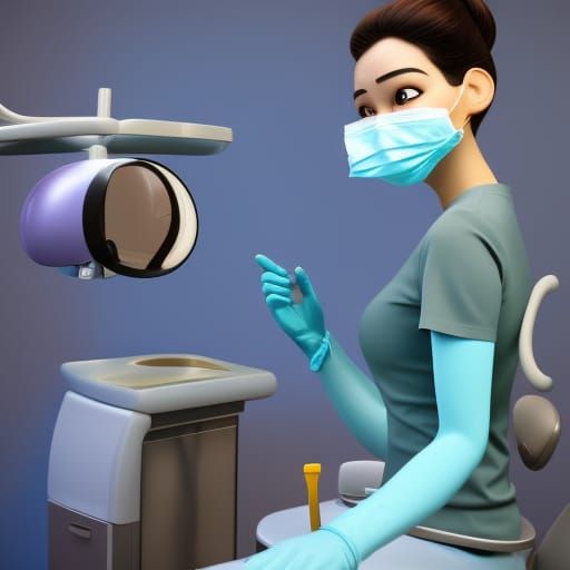 Woman Dentist with Mask in Pixar 3D Style