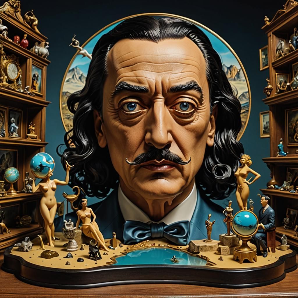 Surreal Salvador Dali Tabletop Diorama Sculpture
