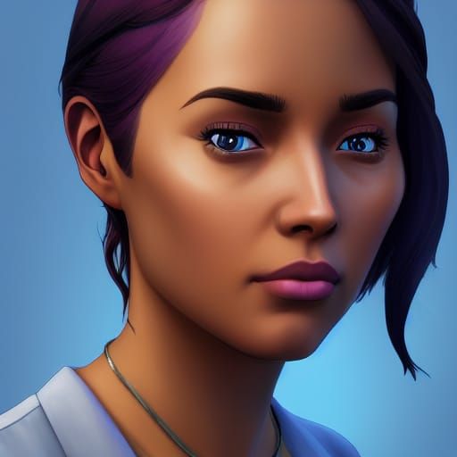 Hyperdetailed Sims 4 Portrait in Art Nouveau Style