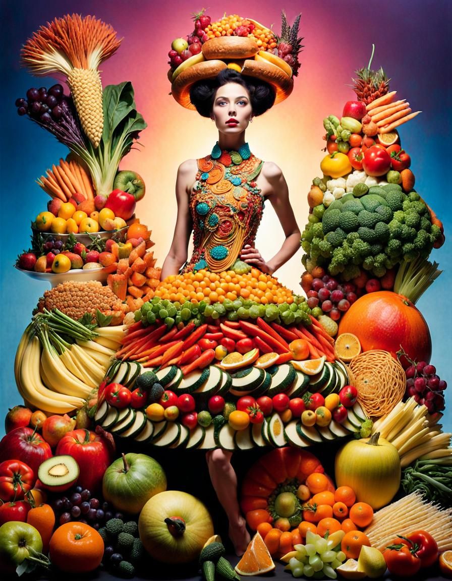 Food Fashion Fantasy: A Surreal 8K Artwork