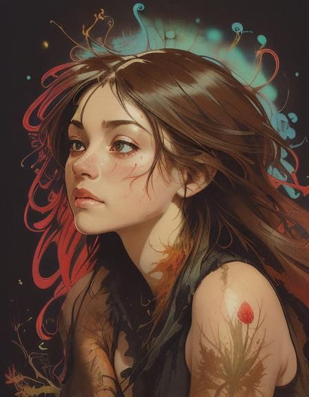 Strawberry Character in Dark Fantasy Style with Film Grain