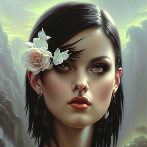 Sinister Portrait of Woman in Ethereal Oil Painting