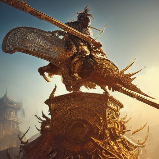 Legendary Broadsword with Golden Inscriptions in Golden Ligh...