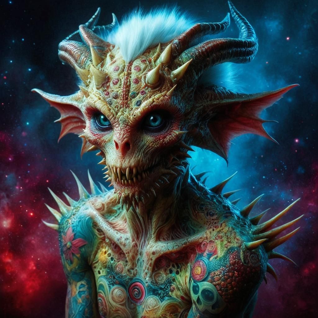 Eerie Grumpy Devil Insectoid in a Detailed Digital Painting