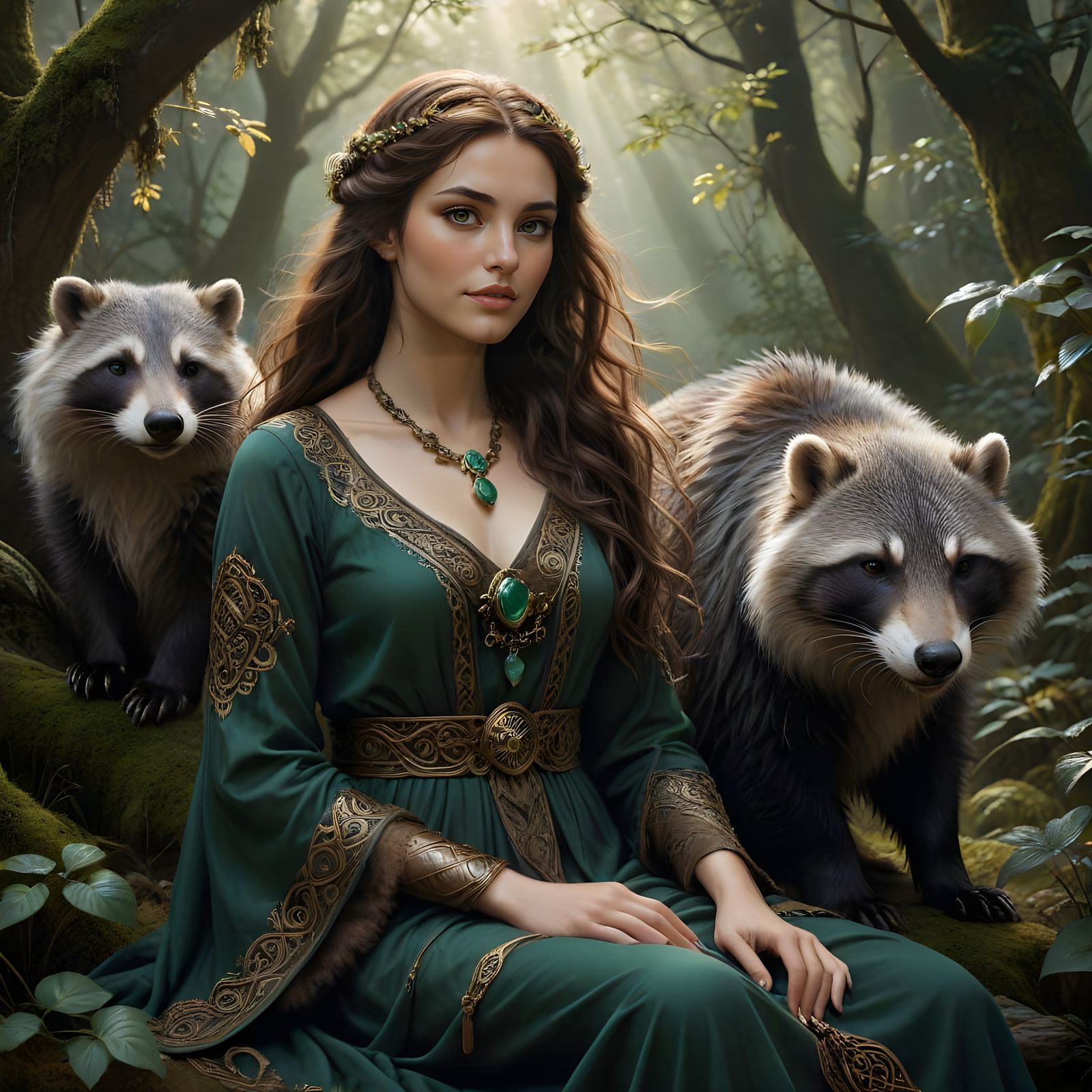 Beneath Norse Twilight: A Mysterious Goddess and Her Furry C...