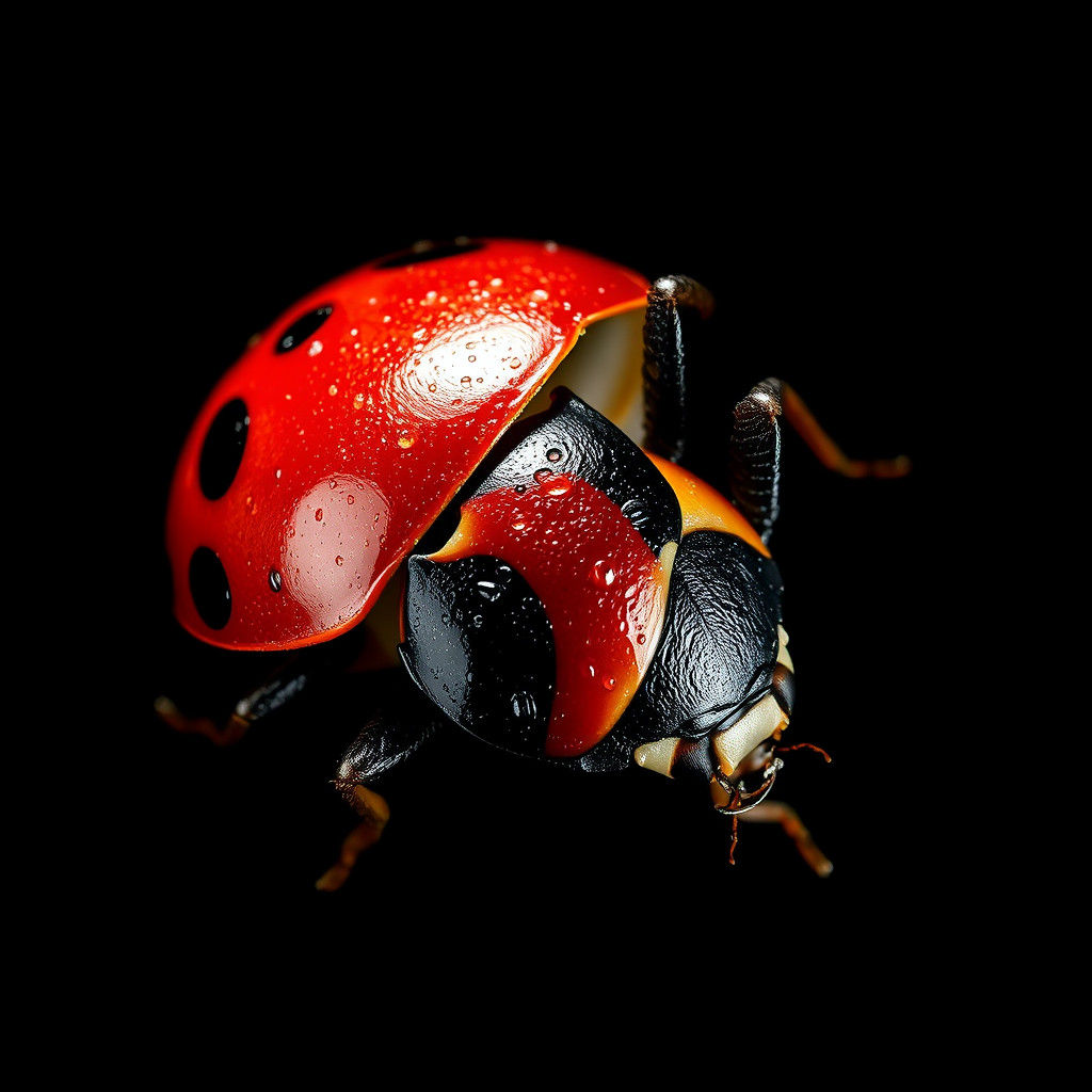 Ladybug on its Back in Hyperrealistic Detail