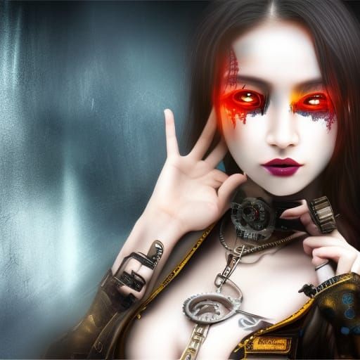 Steampunk Cyberpunk Korean Woman Werewolf Transformation