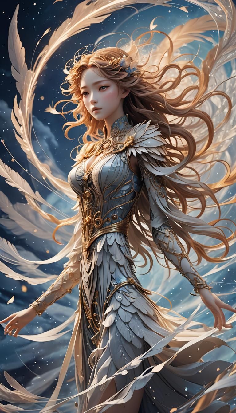 Titanic Wind God in Surreal Anime Style