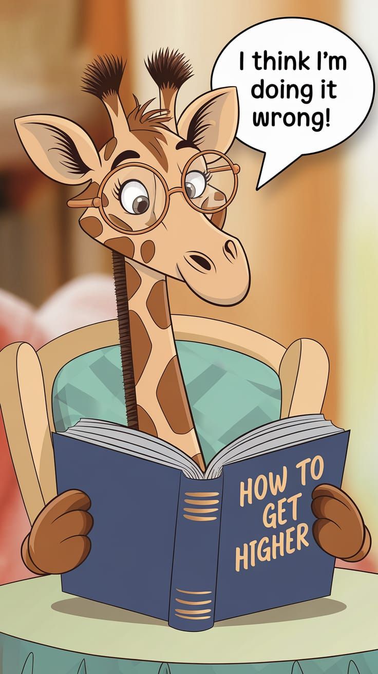 Cartoon Giraffe's Reading Problem in Pastel Colors