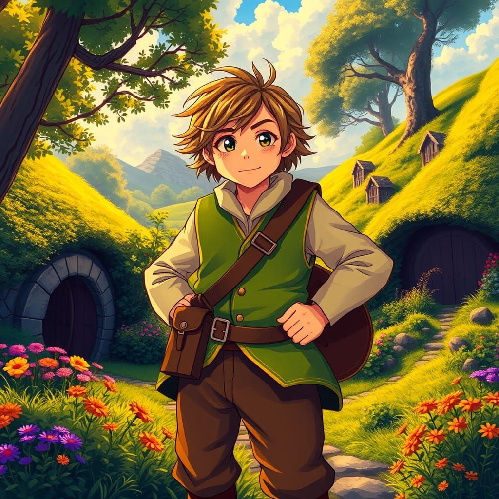 Bilbo Baggins in Hobbiton, Anime Style