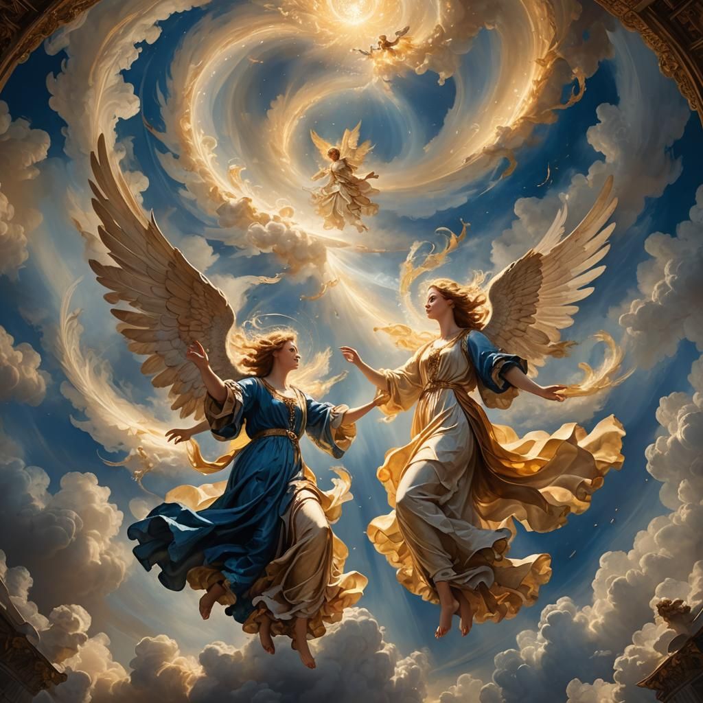 Angels Dancing in Baroque Fantasy Art