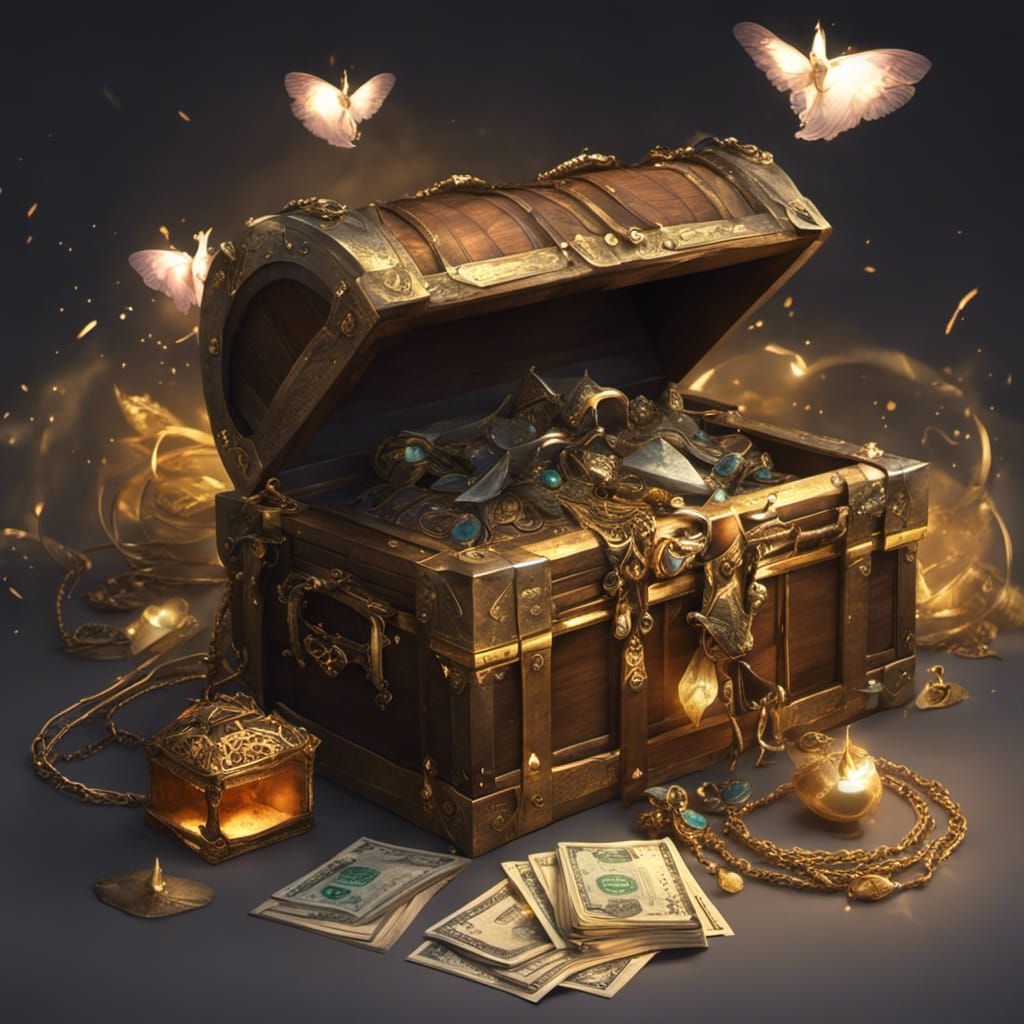 Fantasy Treasure Chest with Glowing Dagger