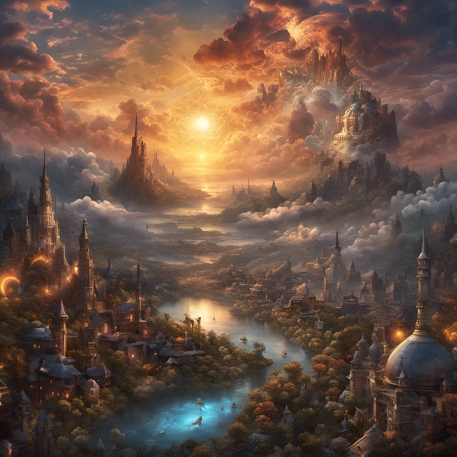Fantastical Dawn: A Matte Painting of Light