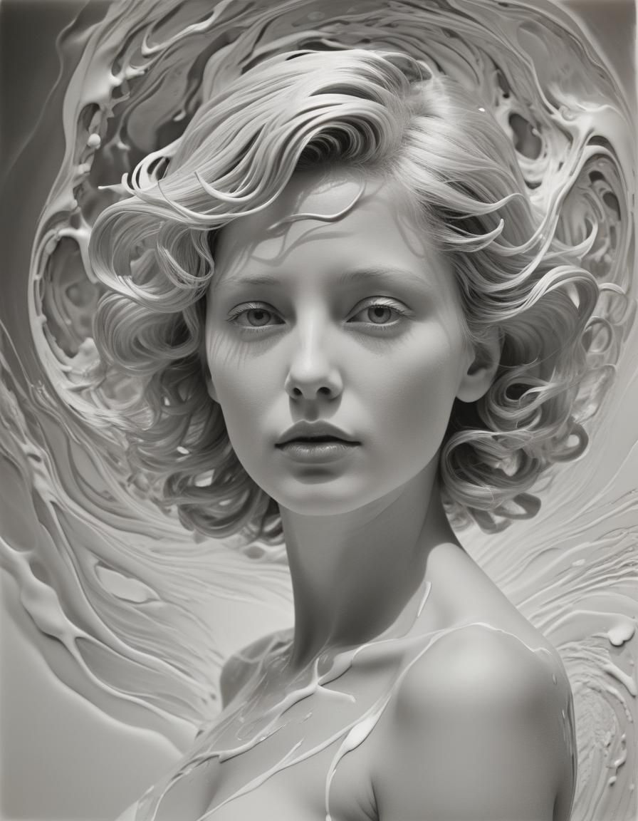 Surreal Portrait in Dimensional Glassprint Style