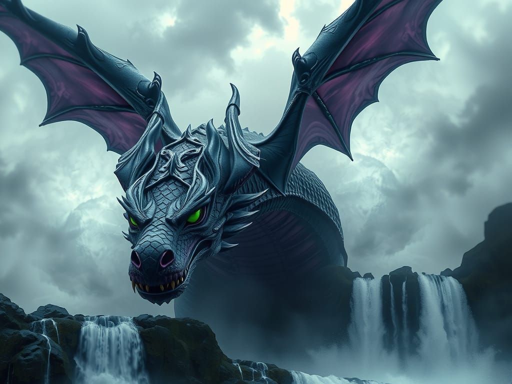 Majestic Gothic Dragon Rises from the Misty Abyss