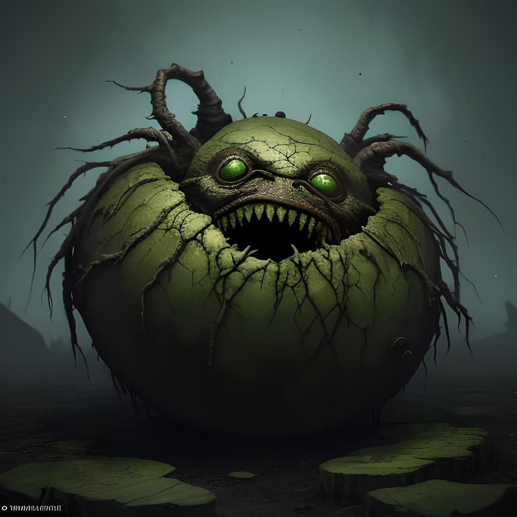 Grotesque Withered Potato: Detailed Matte Painting