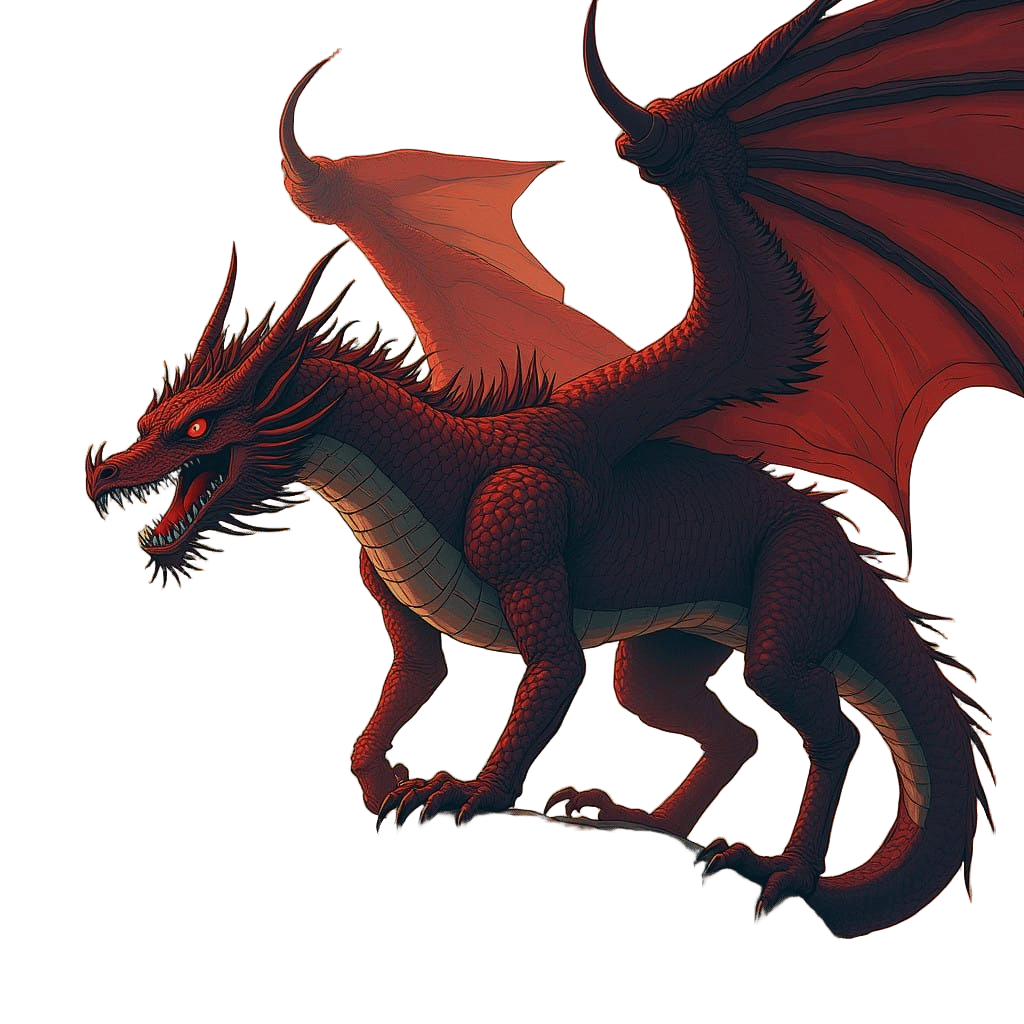 Surreal Dark Fantasy Line Art of a Menacing Dragon