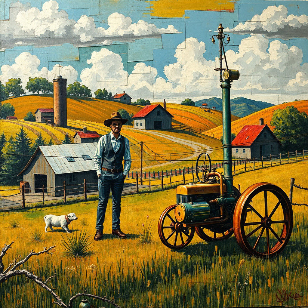 Farm Hipsters in Surreal Abstract Expressionist Style