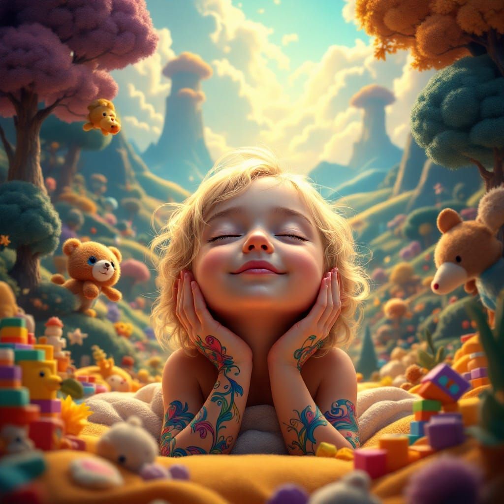 Whimsical Craniosacral Therapy Session in Vibrant Dreamscape