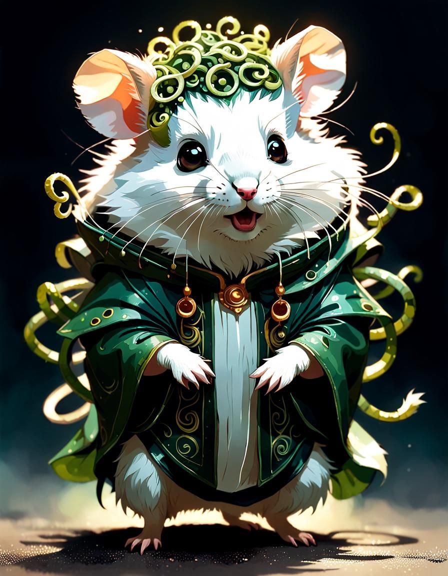 Hamster as Medusa Digital Painting on ArtStation