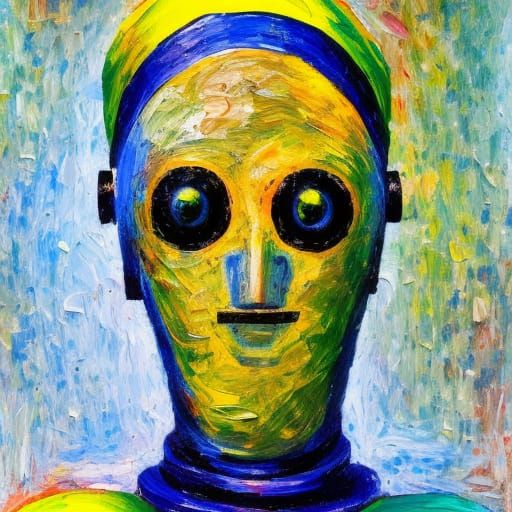 Futuristic Turbaned Robot in Expressionist Style