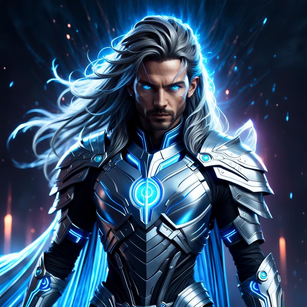 Sci-Fi Fantasy Warrior in Silver Armor