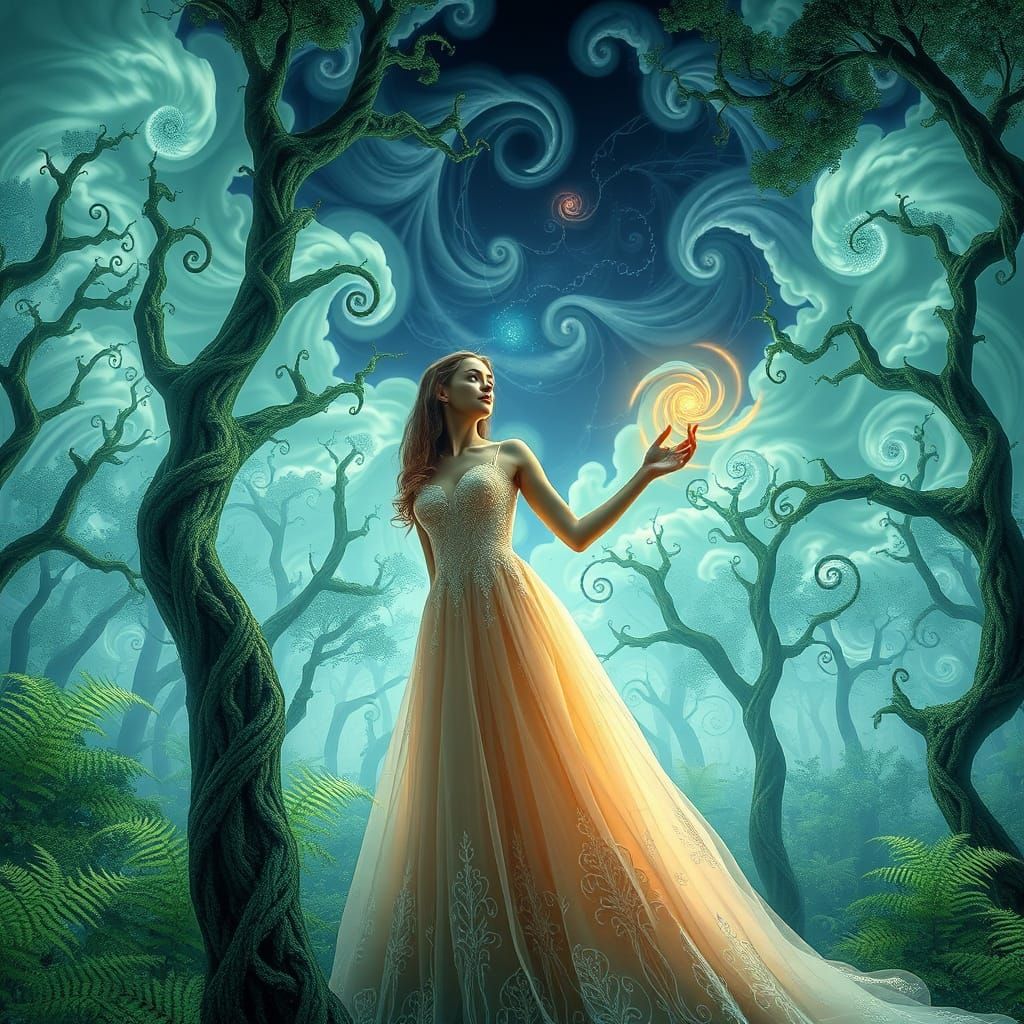 Mystical Forest Dreamscape in Whimsical Artistic Style