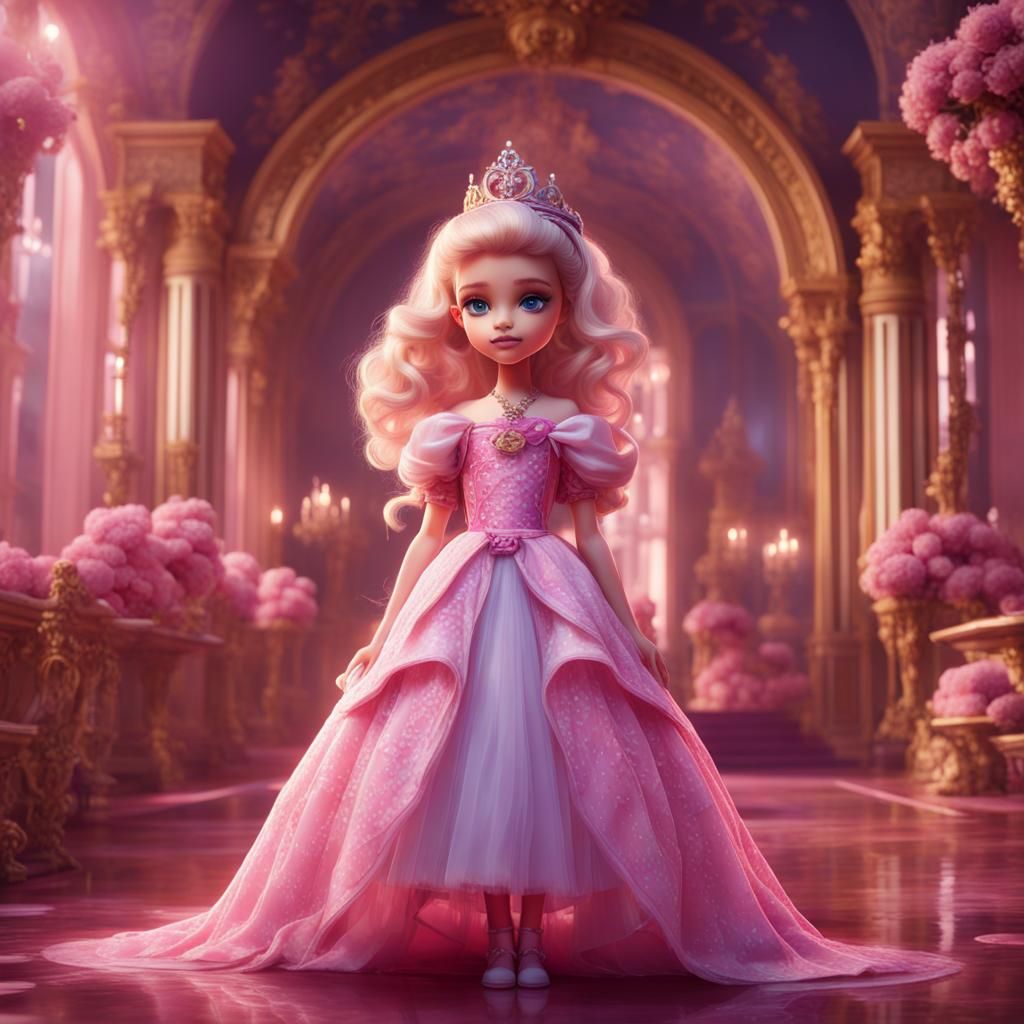 Boy Dolled Up as Barbie and Princess: Fantasy Art