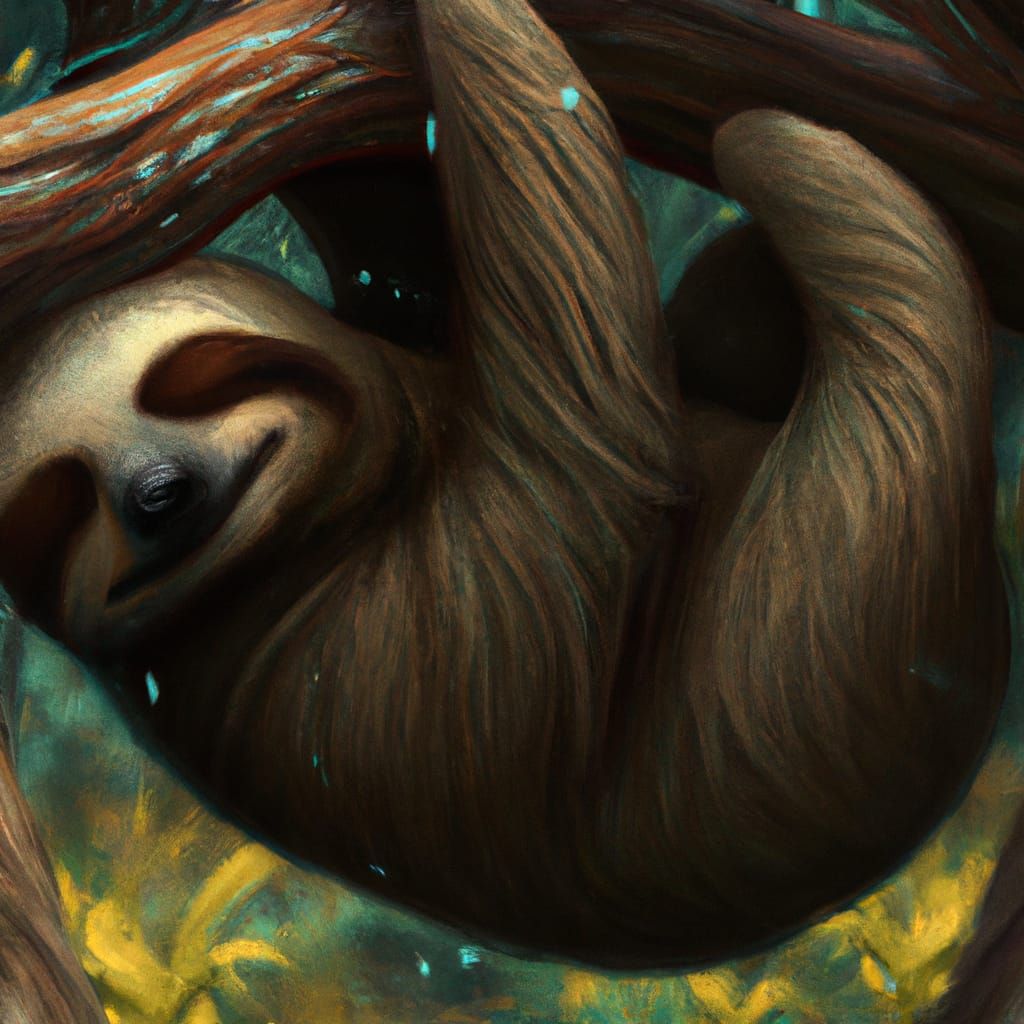 Sloth Sleeping: Detailed Cell-Shaded Portrait