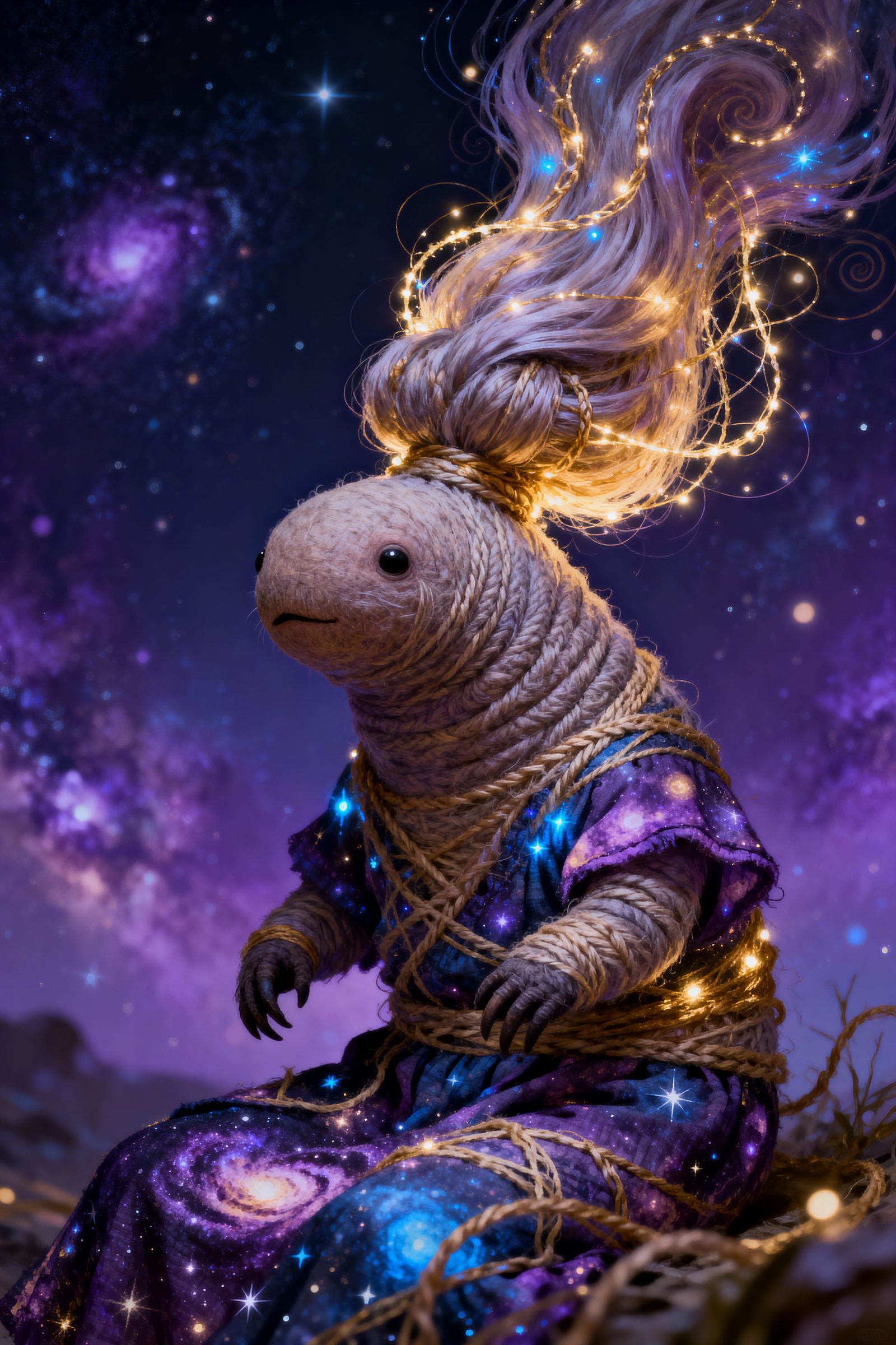 Tweed Tardigrade Up-Do Clothed in Fabric of the Universe