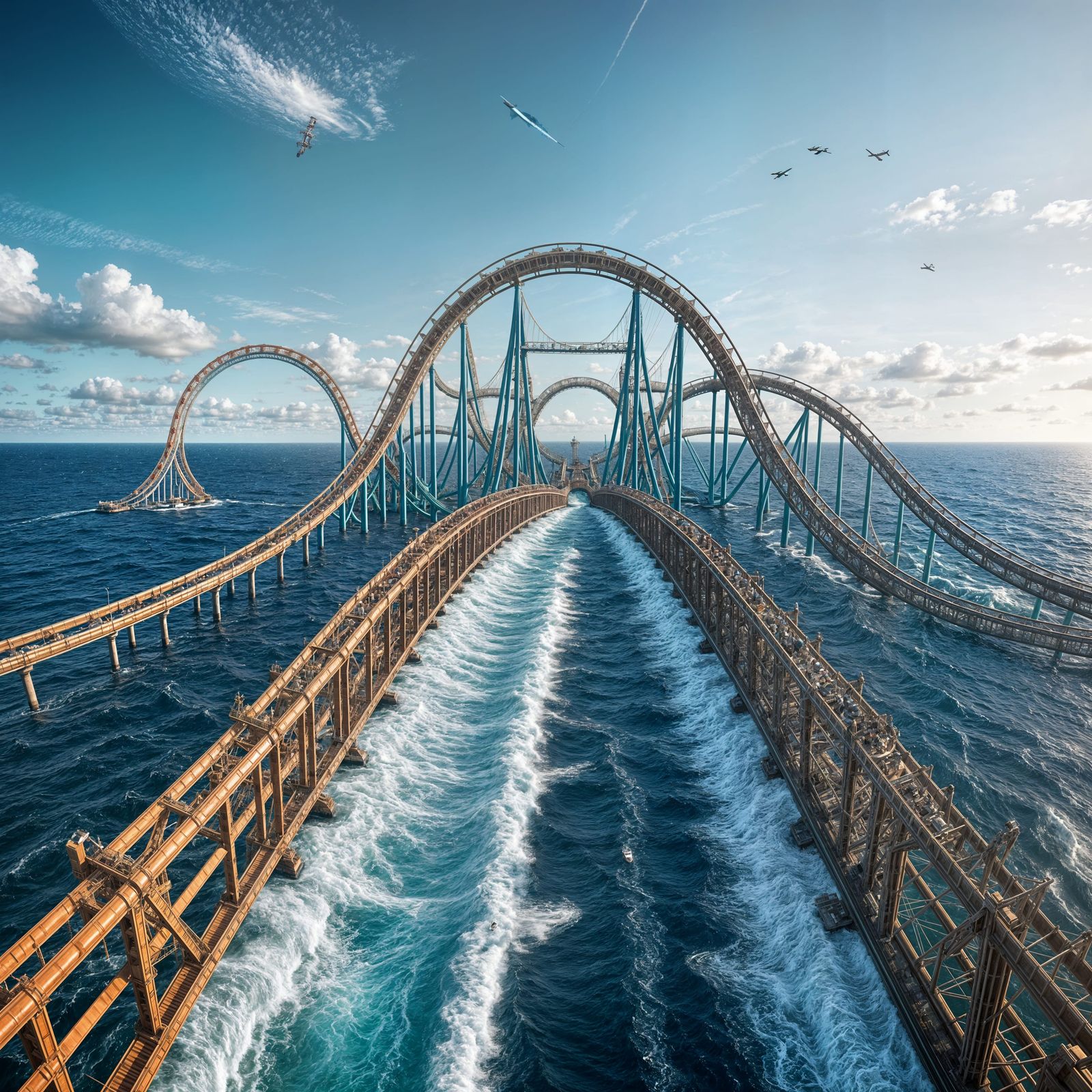 Ocean Roller Coaster: Hyperrealistic Underwater Thrill Ride